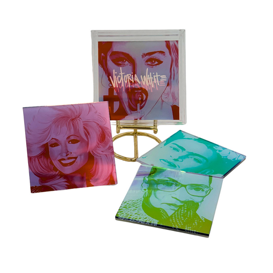 lady legends iridescent coaster set