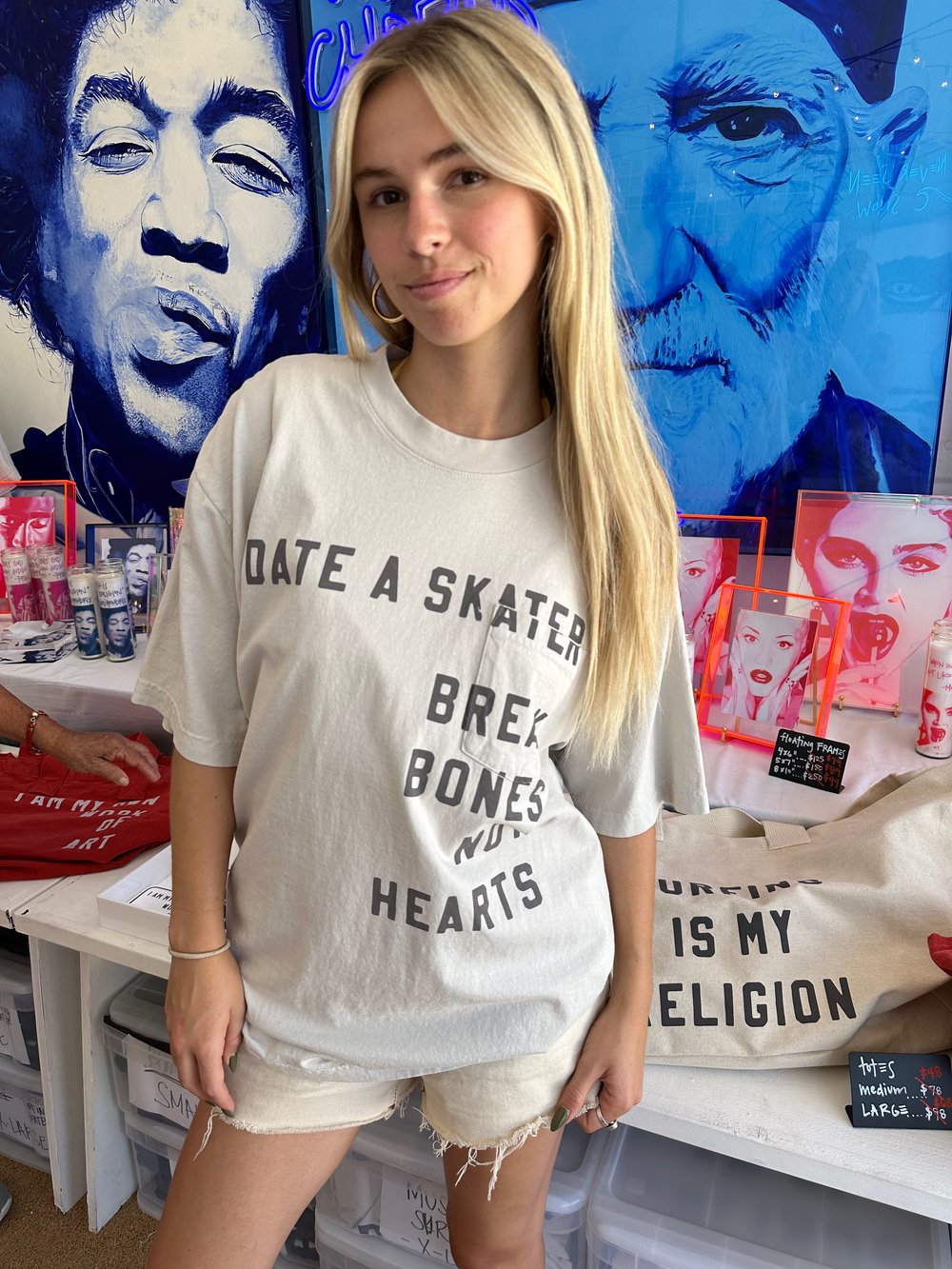 Date a Skater Pocket Tee- Cement