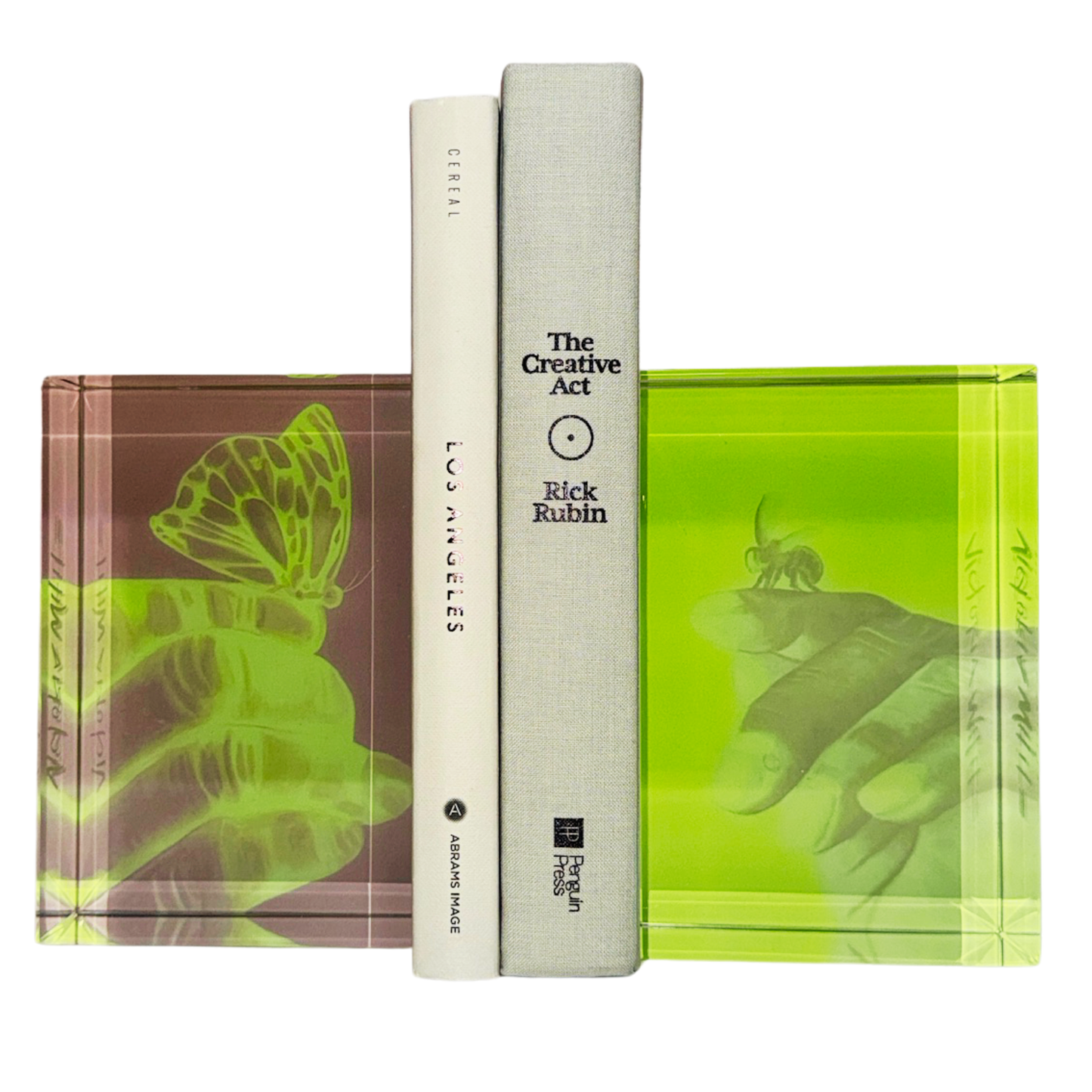 muhammad ali butterfly and bee crystal bookends