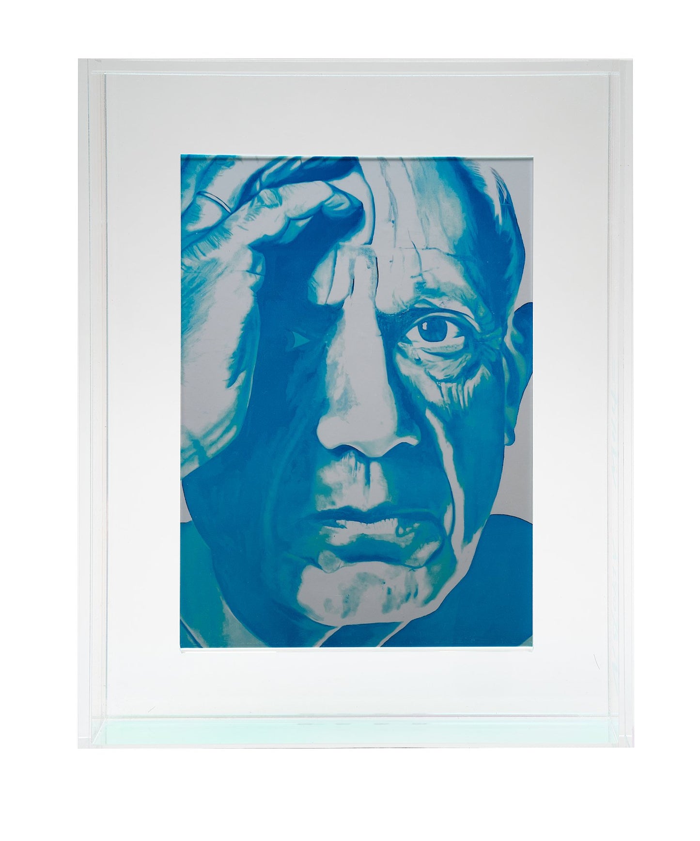 pablo picasso print in iridescent floating acrylic frame