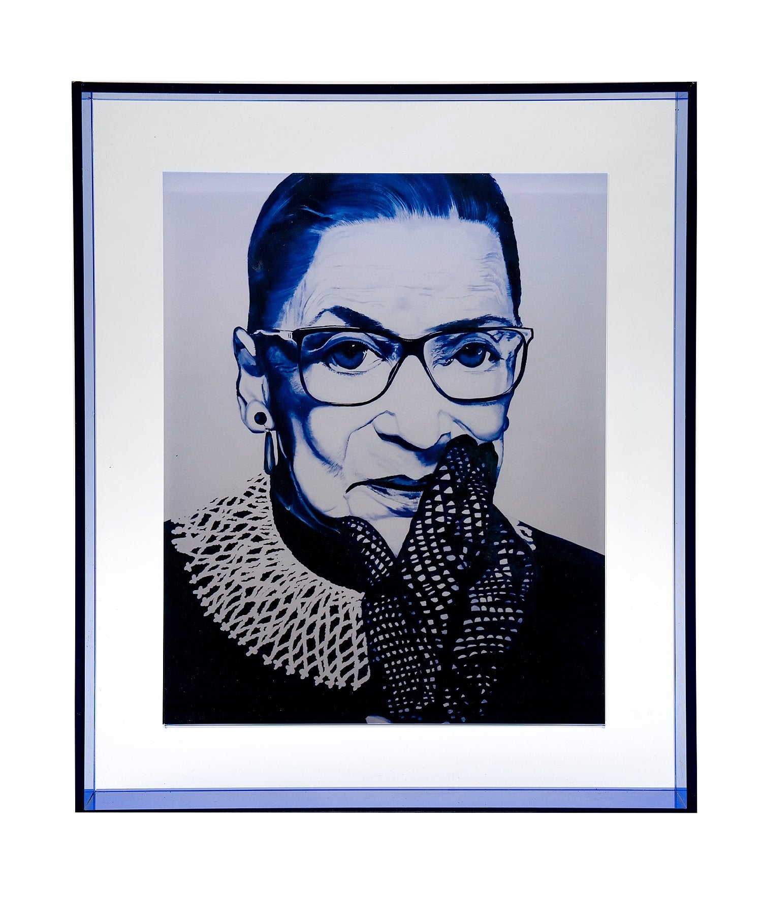 ruth bader ginsburg in blue floating acrylic frame