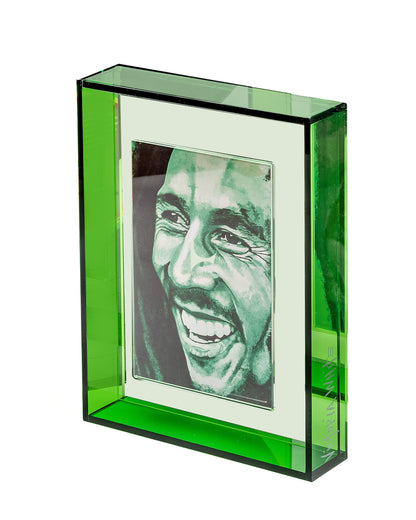 bob marley print in floating acrylic frame