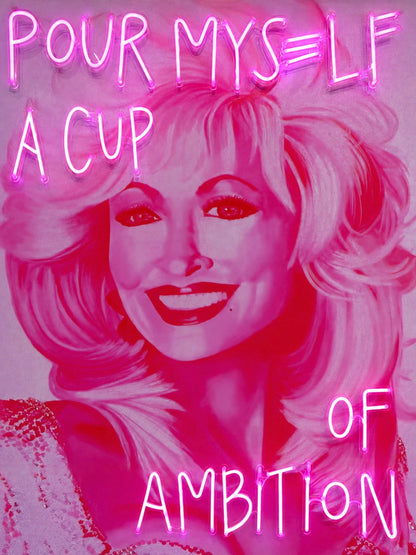 neon dolly parton print 30x40"