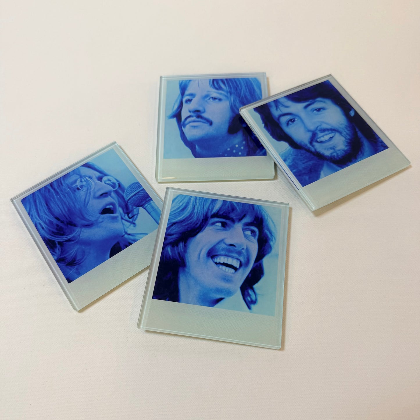The Beatles Polaroid Crystal Coaster Set