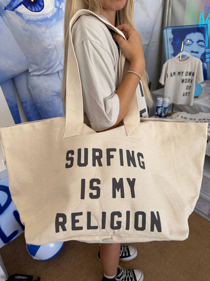 Surf Medium Tote Bag- Natural
