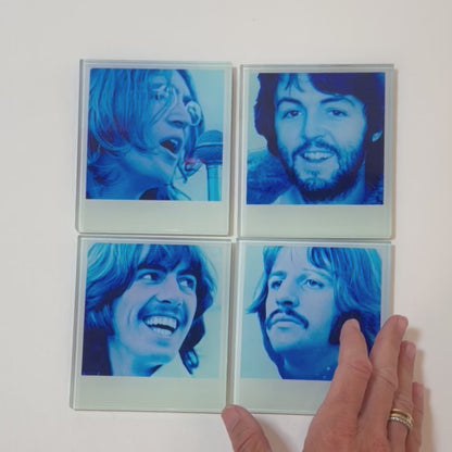 The Beatles Polaroid Crystal Coaster Set